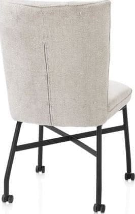 Henders & Hazel Eden eetkamerstoel - metalen frame wielen - pocket - Livigno crème met accent in Calabria crème Beige|Wit Eetkamerstoel