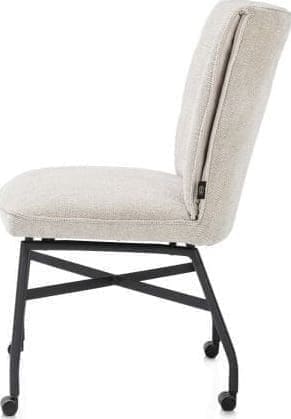 Henders & Hazel Eden eetkamerstoel - metalen frame wielen - pocket - Livigno crème met accent in Calabria crème Beige|Wit Eetkamerstoel