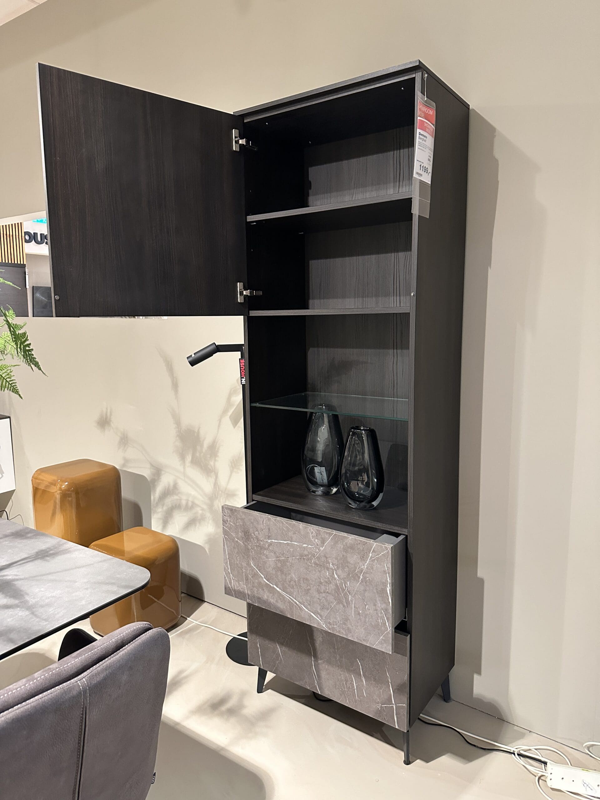 Opbergkast Demano - bruin zwart **SHOWROOMMODEL** - Afbeelding 2