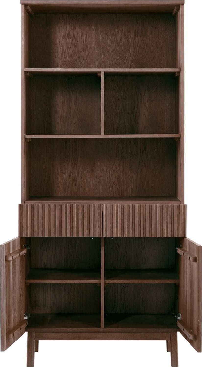 Pronto Wonen Boekenkast Arrosto eikenhout 203x90x45 cm Dark Roast Bruin Opbergkast