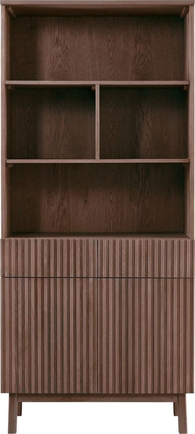 Pronto Wonen Boekenkast Arrosto eikenhout 203x90x45 cm Dark Roast Bruin Opbergkast