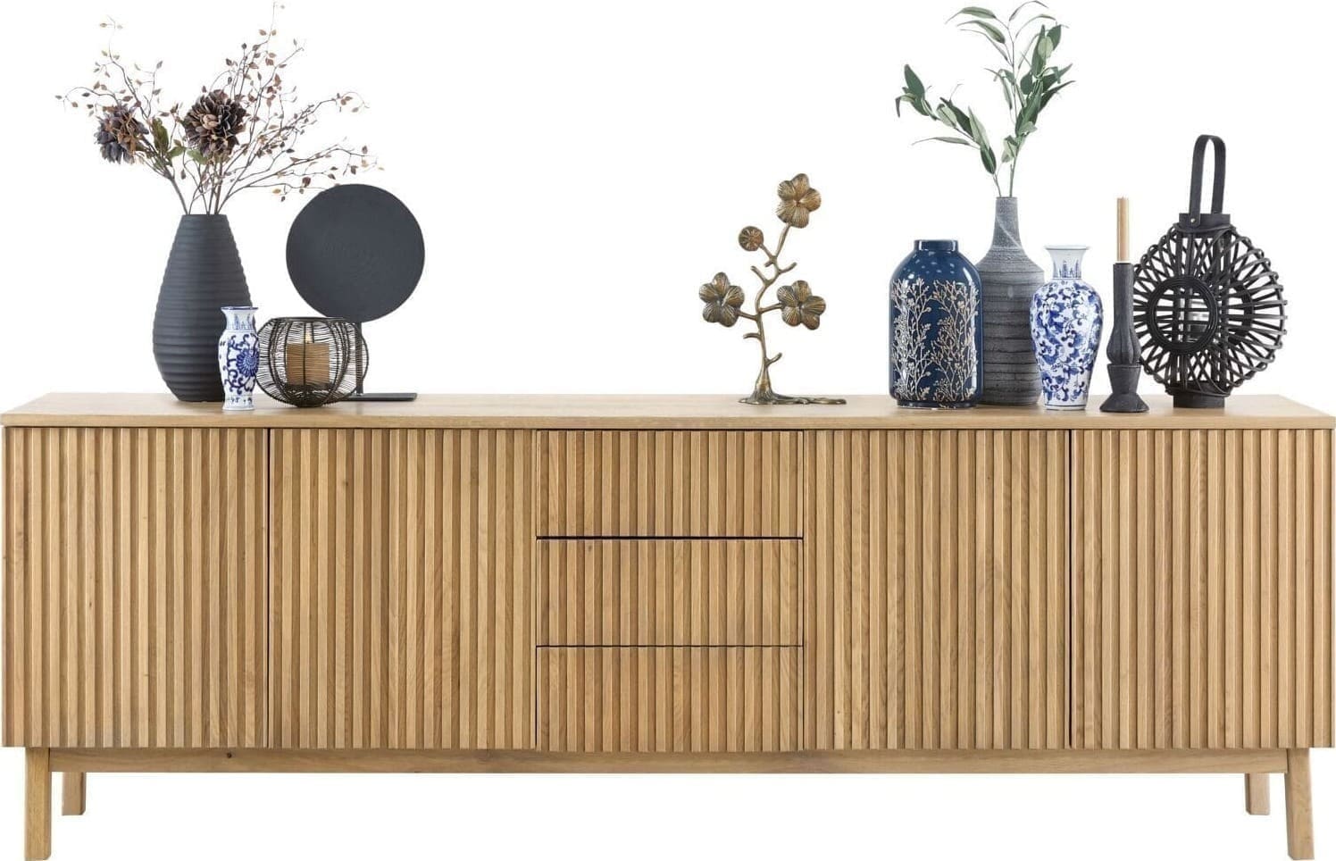 Pronto Wonen Dressoir Arrosto eikenhout 76x225x45 cm light roast Bruin Dressoir