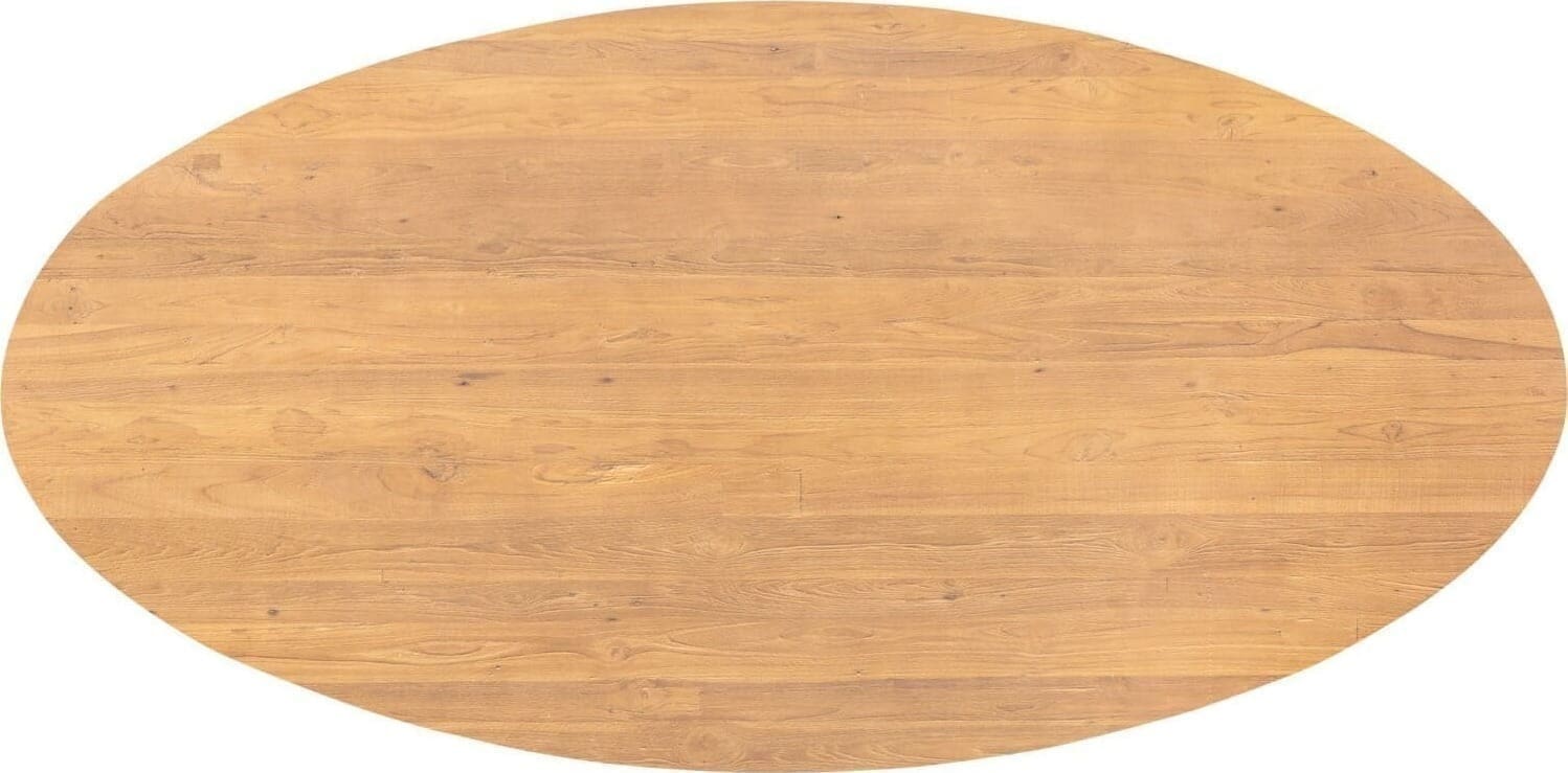 Pronto Wonen Eettafel Aska 200x100 cm ovaal teak naturel brushed Bruin|Naturel Eettafel