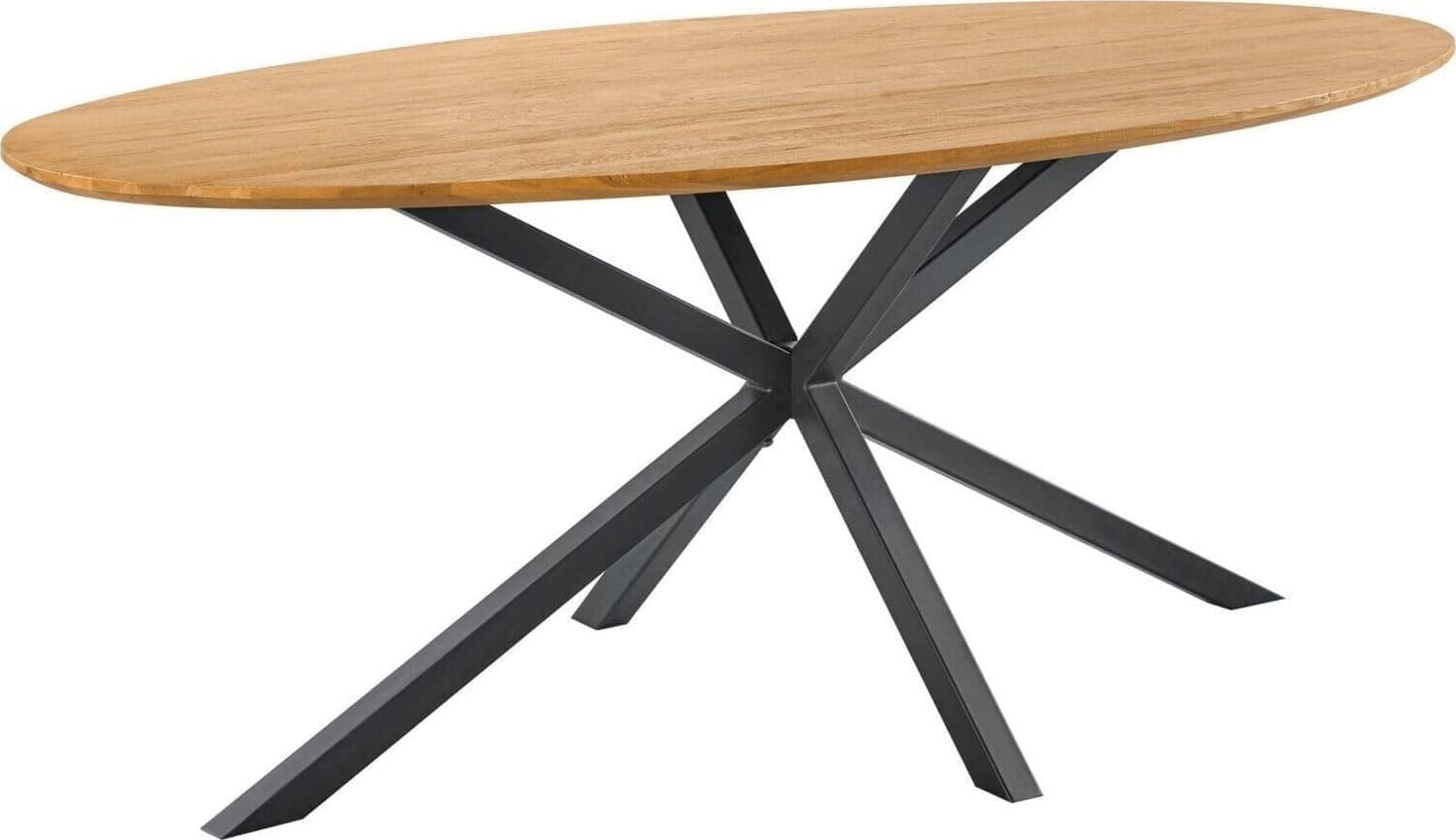 Pronto Wonen Eettafel Aska 200x100 cm ovaal teak naturel brushed Bruin|Naturel Eettafel