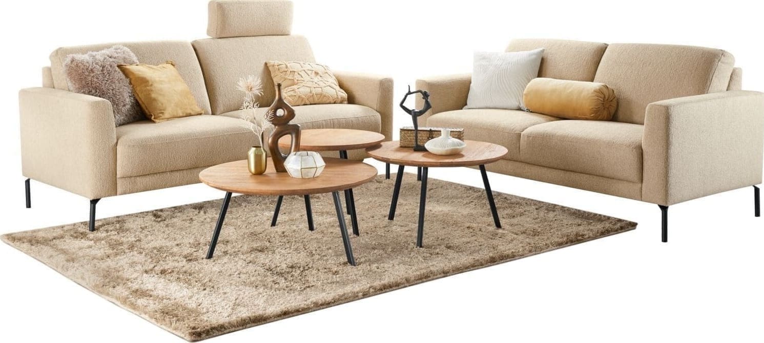 Pronto Wonen Salontafel Aska teak 75 cm rond naturel brushed Bruin|Naturel Salontafel
