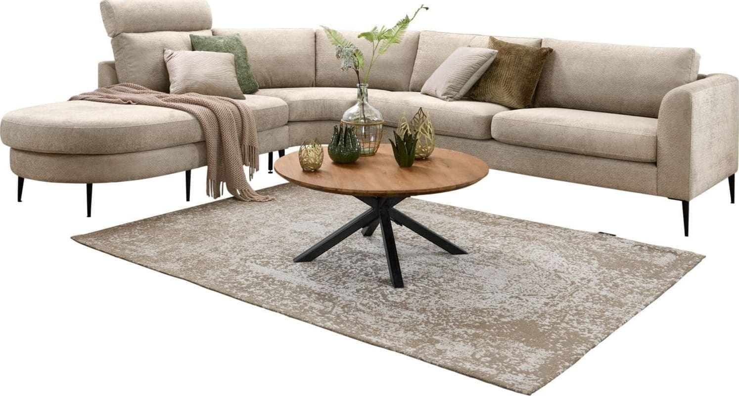 Pronto Wonen Salontafel Aska teak 90 cm rond naturel brushed Bruin|Naturel Salontafel
