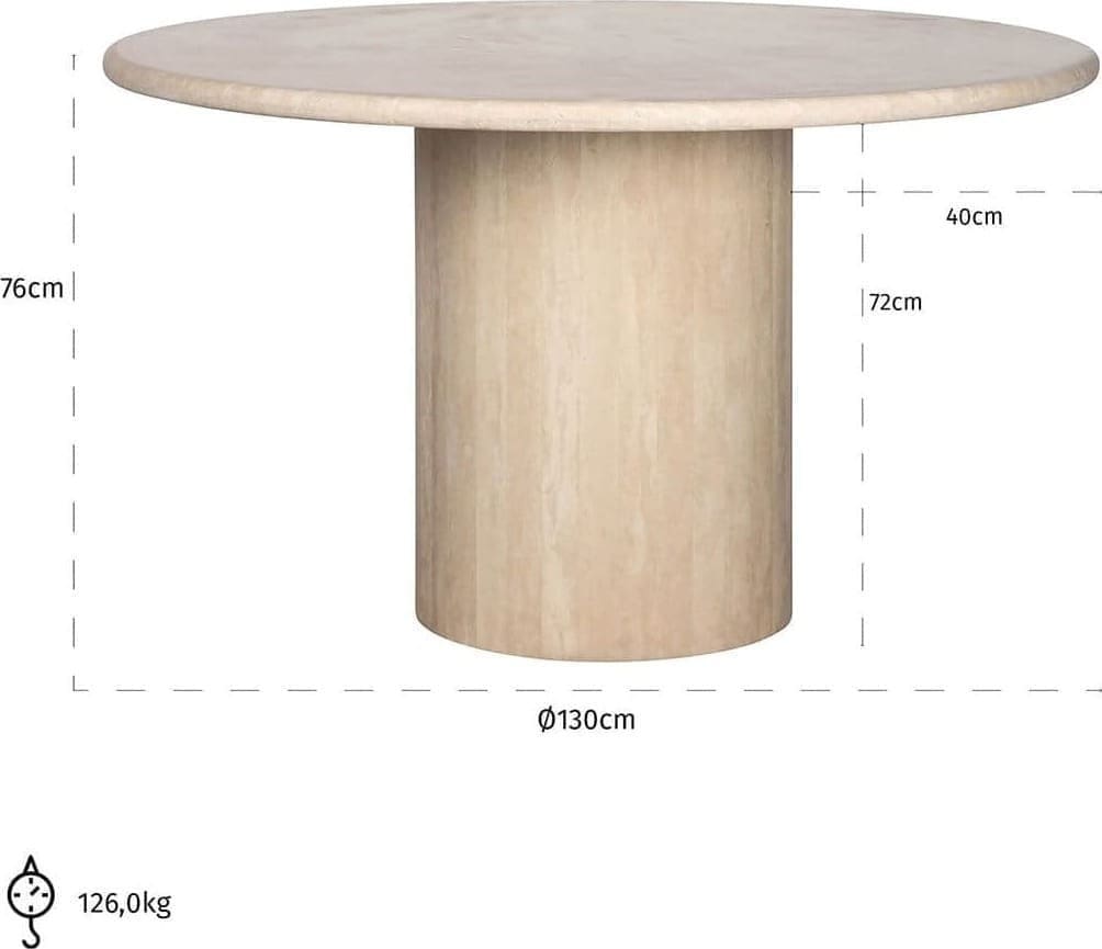 Richmond Interiors Ronde eettafel Renaissance beige Travertine Beige Eettafel