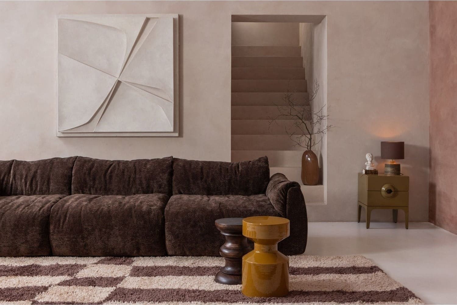 WOOOD Baggy 1-zitsbank 3d chenille donkerbruin Bruin Modulaire banken