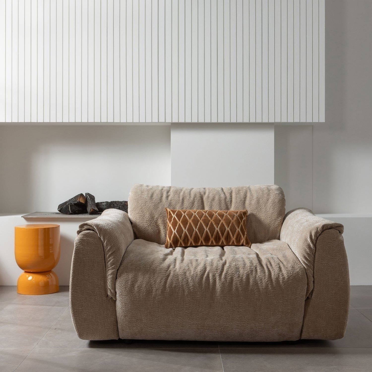 WOOOD Baggy loveseat 3d chenille zand Beige|Bruin 2-zitsbank