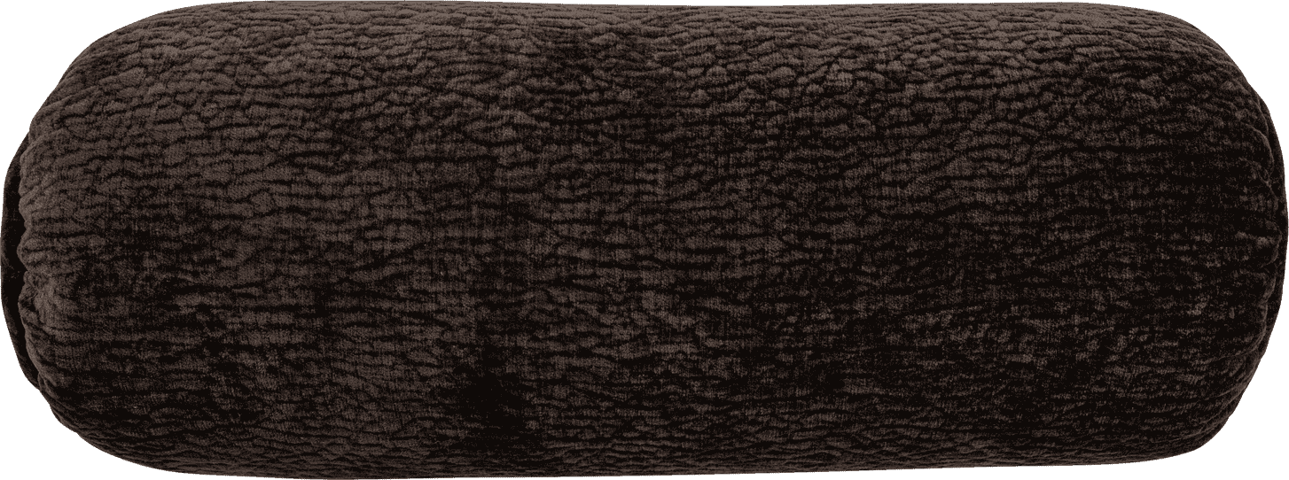 WOOOD Baggy rolkussen 50xo23cm 3d chenille donkerbruin Bruin Sierkussen