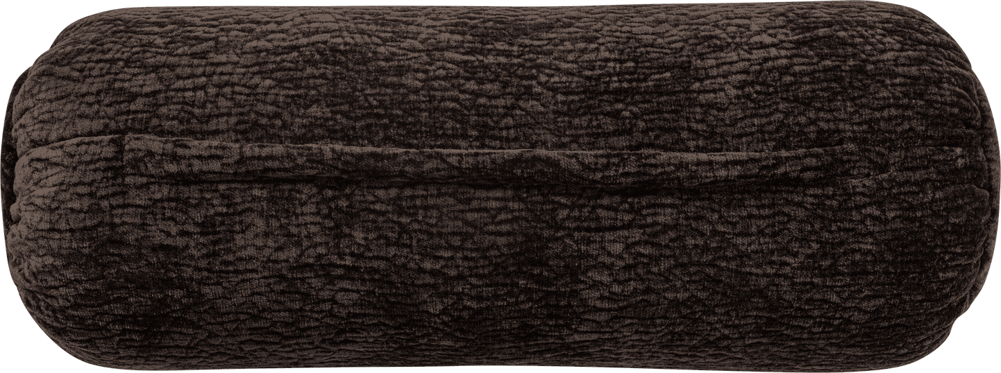 WOOOD Baggy rolkussen 50xo23cm 3d chenille donkerbruin Bruin Sierkussen