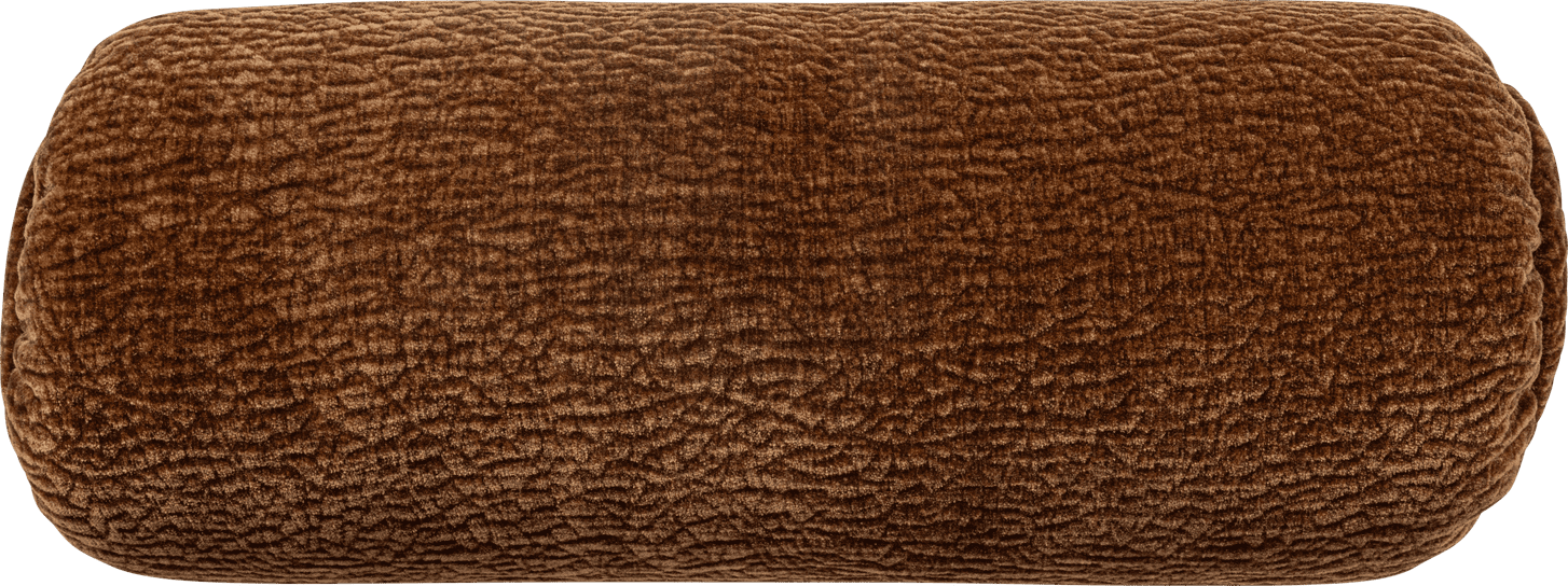 WOOOD Baggy rolkussen 50xo23cm 3d chenille middenbruin Bruin Sierkussen