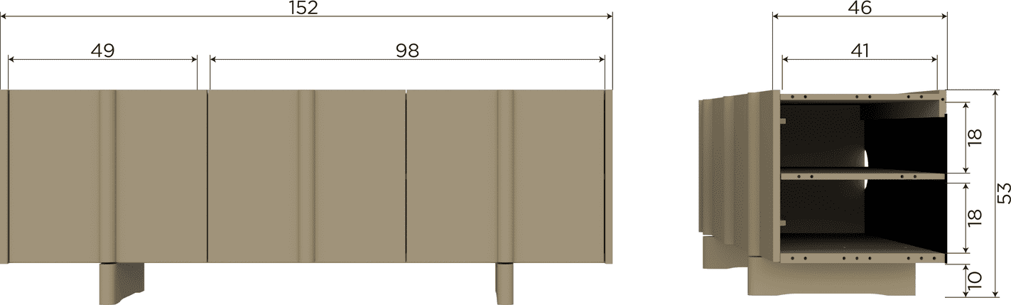 WOOOD Basu tv meubel 152cm grenen moss Moss Tv-meubel|Tv-dressoir