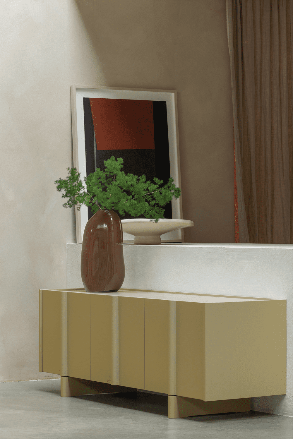 WOOOD Basu tv meubel 152cm grenen moss Moss Tv-meubel|Tv-dressoir