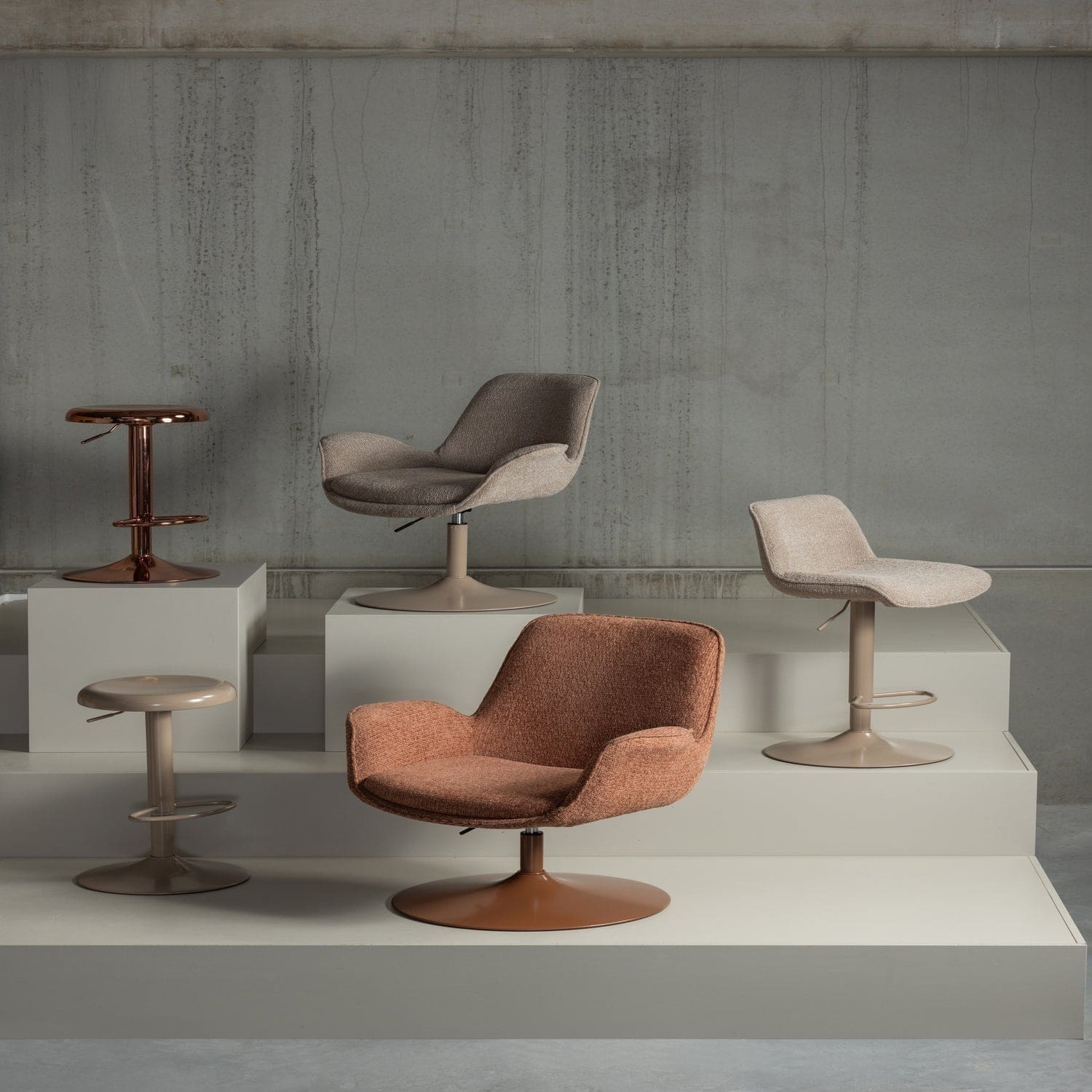 WOOOD Isaac barkruk metaal zand Beige|Bruin Barstoel