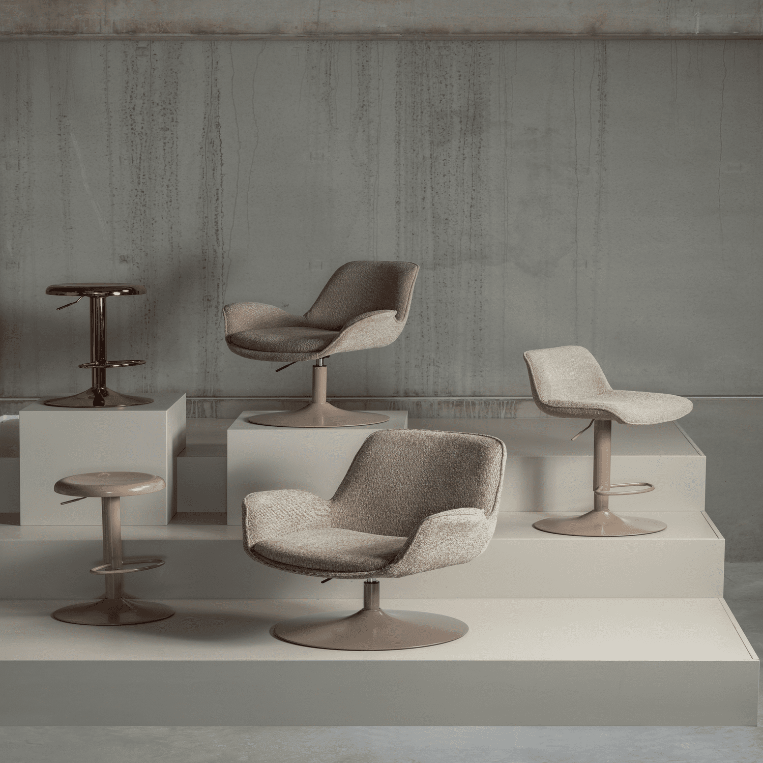 WOOOD Marten in hoogte verstelbare fauteuil zand Beige|Bruin Fauteuil