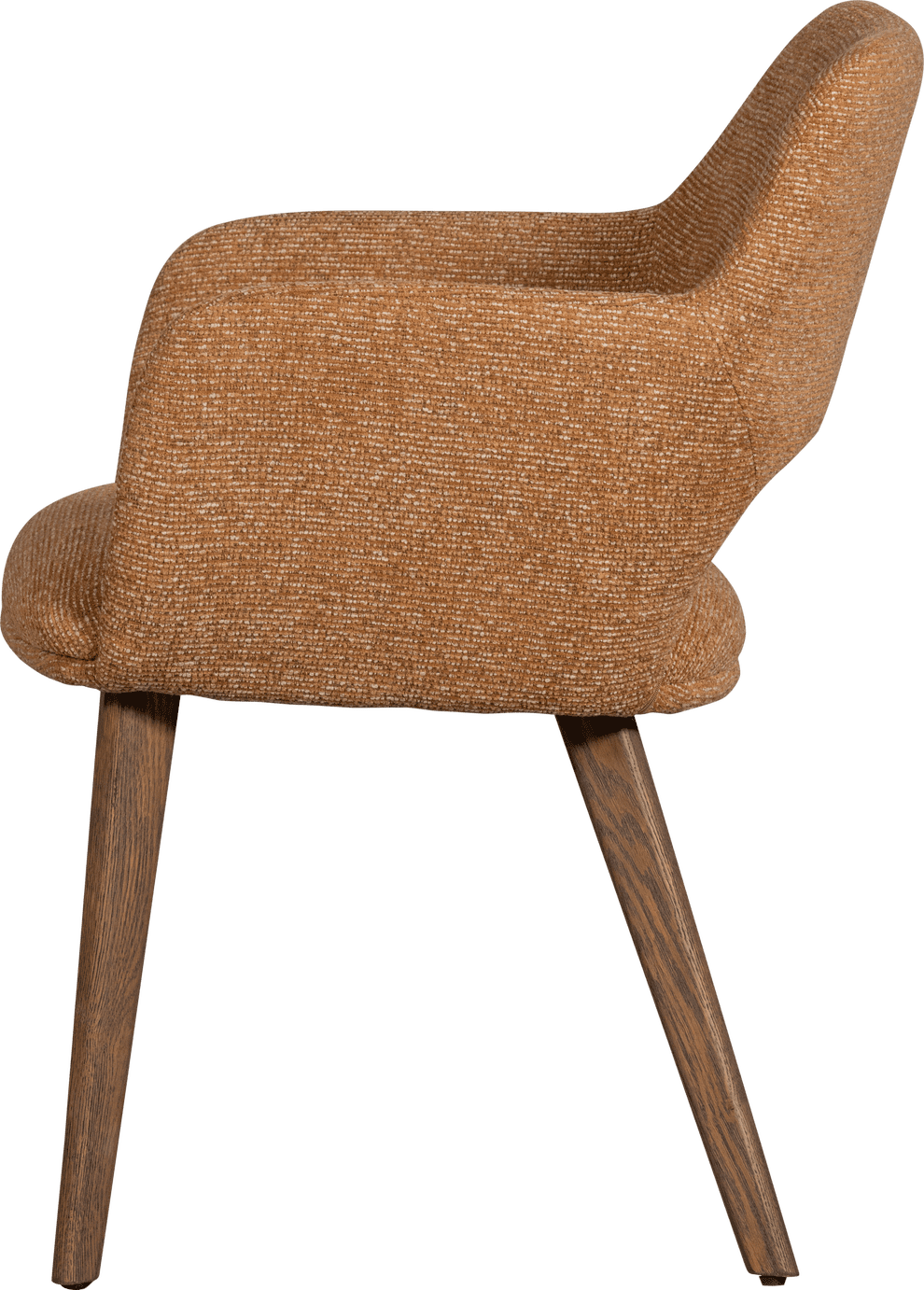 WOOOD Murat eetkamerstoel geel met houten poot mystic brown Geel Eetkamerstoel