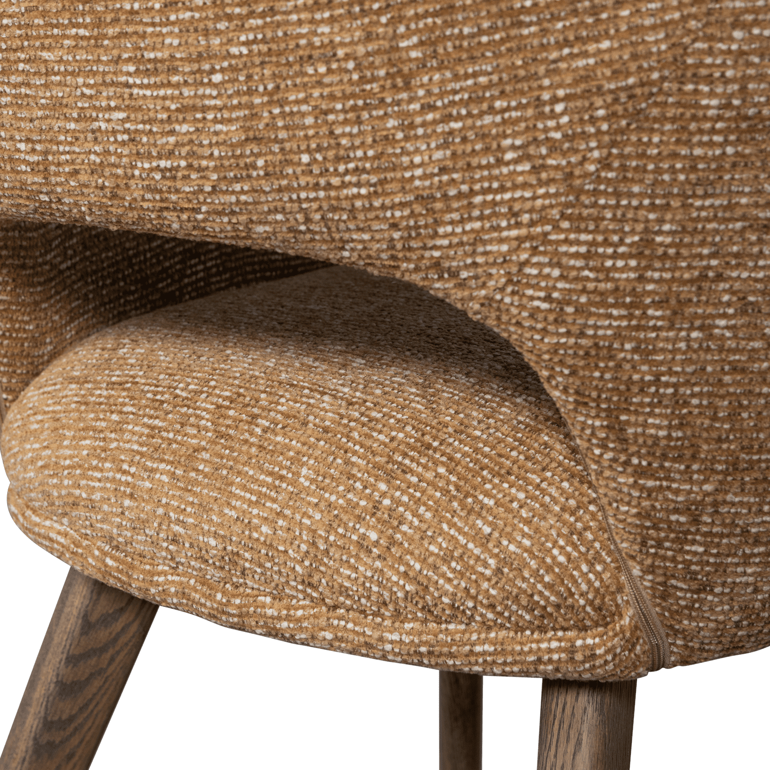 WOOOD Murat eetkamerstoel geel met houten poot mystic brown Geel Eetkamerstoel