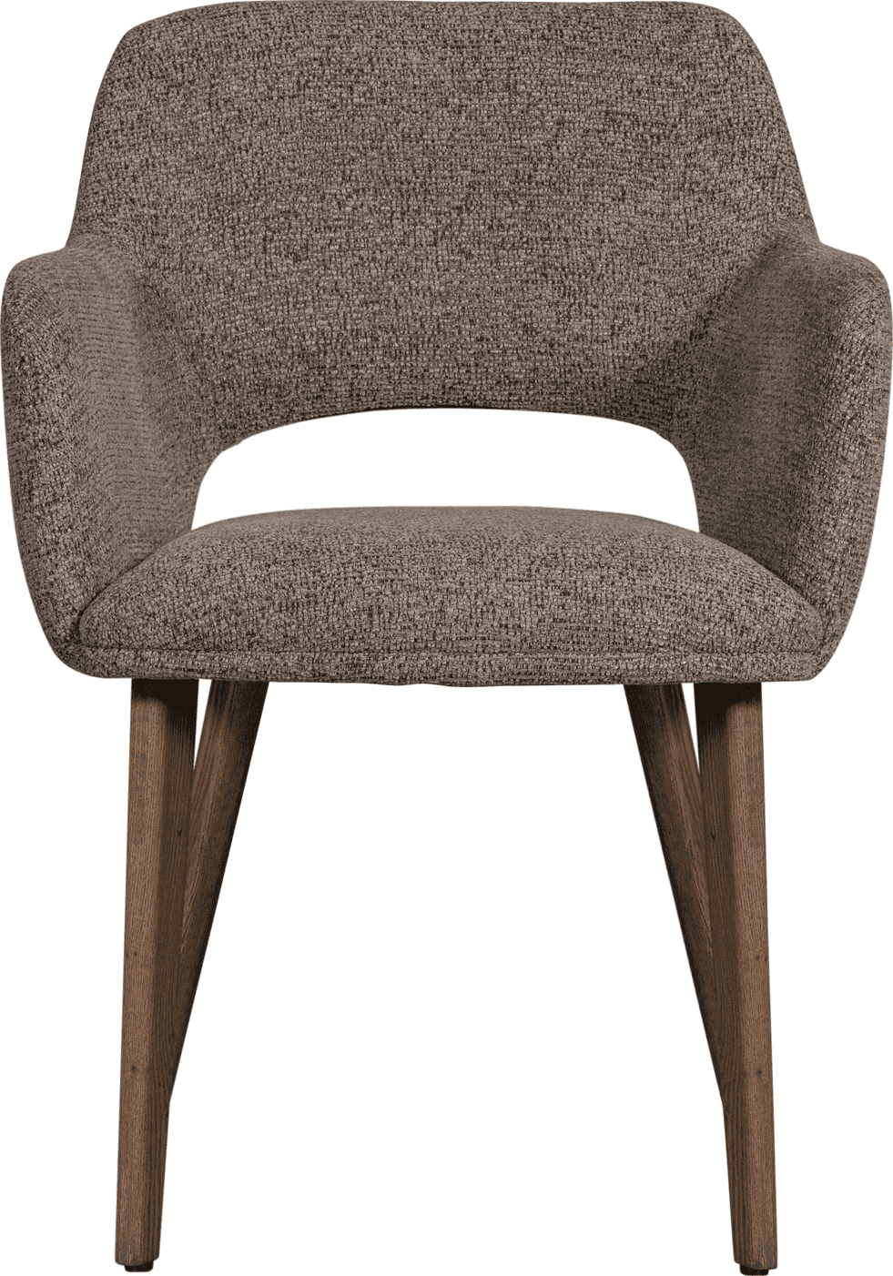 WOOOD Murat eetkamerstoel taupe met houten poot mystic brown Taupe Eetkamerstoel