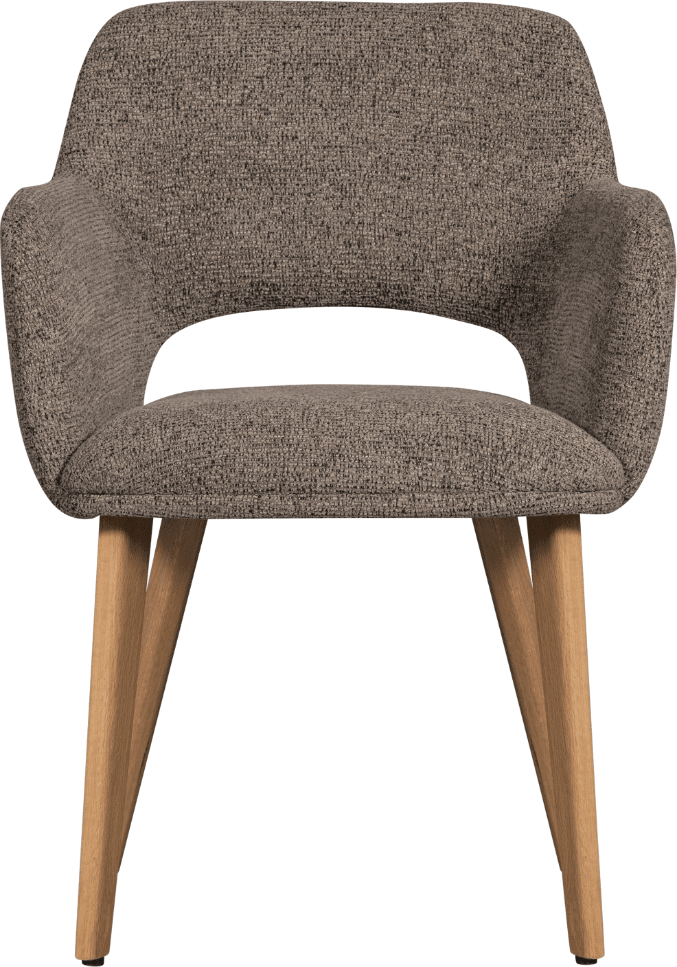 WOOOD Murat eetkamerstoel taupe met houten poot naturel Taupe Eetkamerstoel