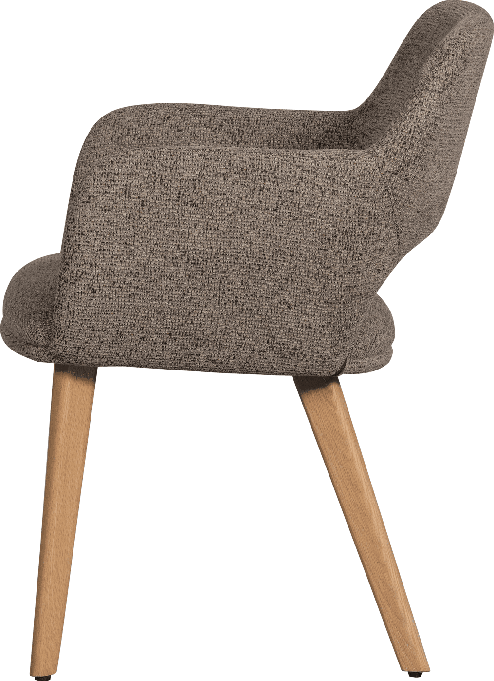 WOOOD Murat eetkamerstoel taupe met houten poot naturel Taupe Eetkamerstoel