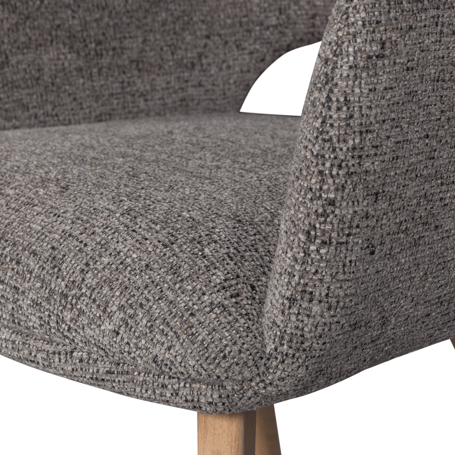 WOOOD Murat eetkamerstoel taupe met houten poot naturel Taupe Eetkamerstoel