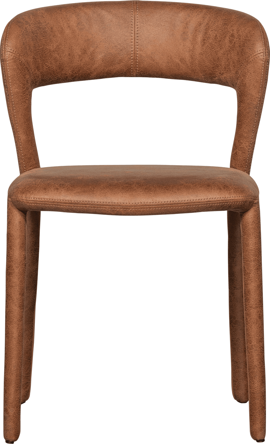 WOOOD Noble eetkamerstoel leerlook cognac Cognac Eetkamerstoel