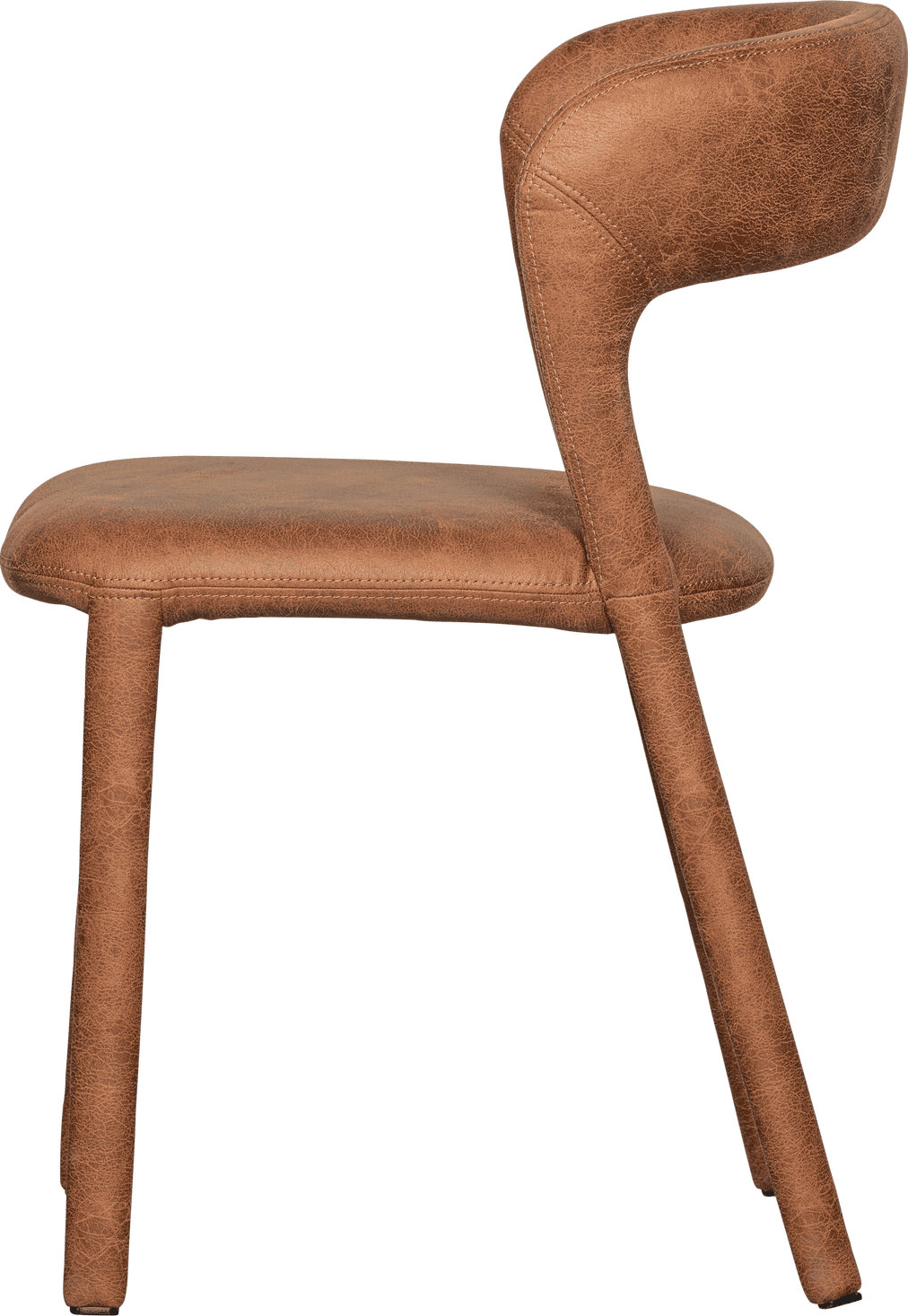 WOOOD Noble eetkamerstoel leerlook cognac Cognac Eetkamerstoel