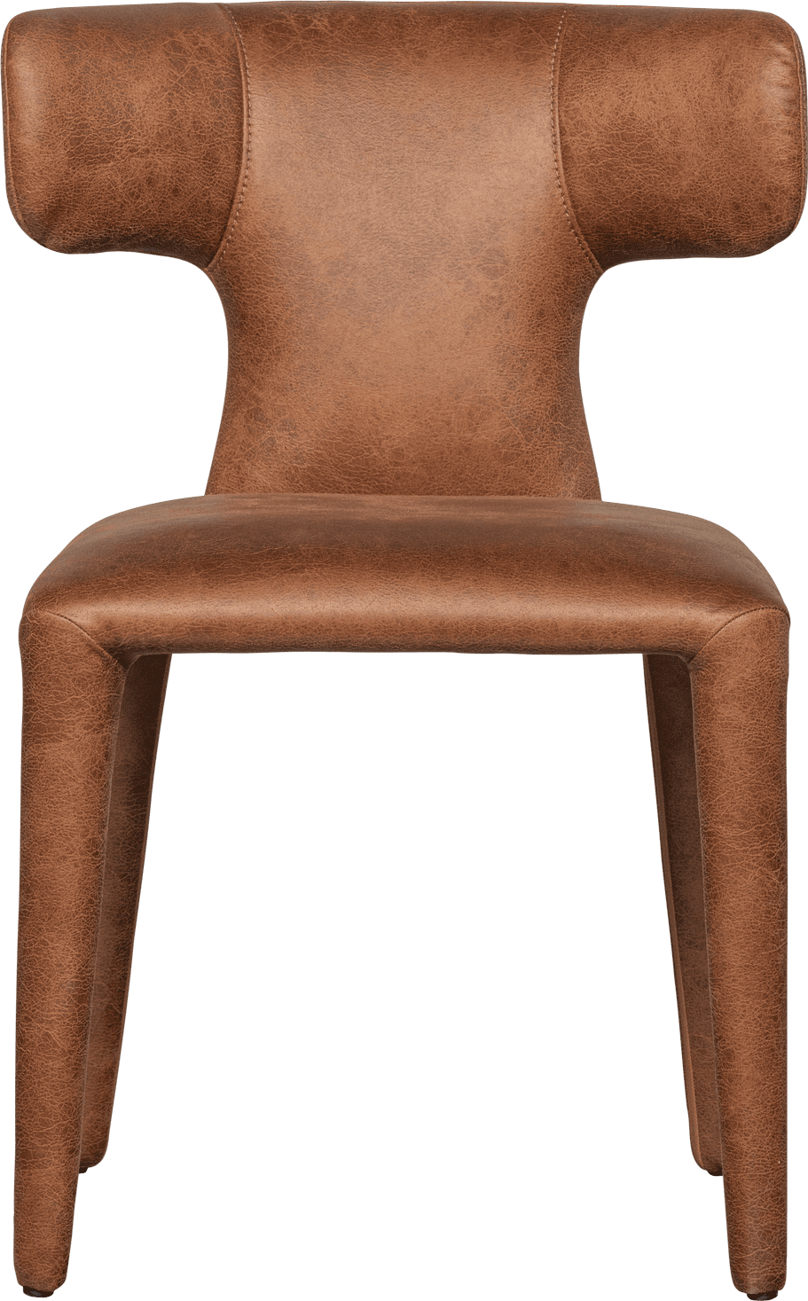 WOOOD Permit eetkamerstoel leerlook cognac Cognac Eetkamerstoel