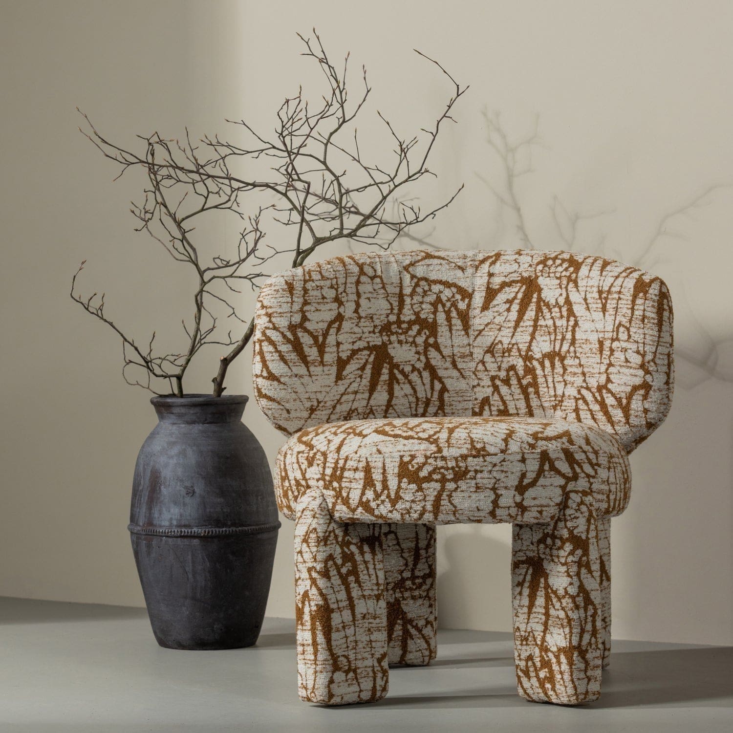 WOOOD Upke fauteuil met dessin naturel/bruin Bruin Fauteuil