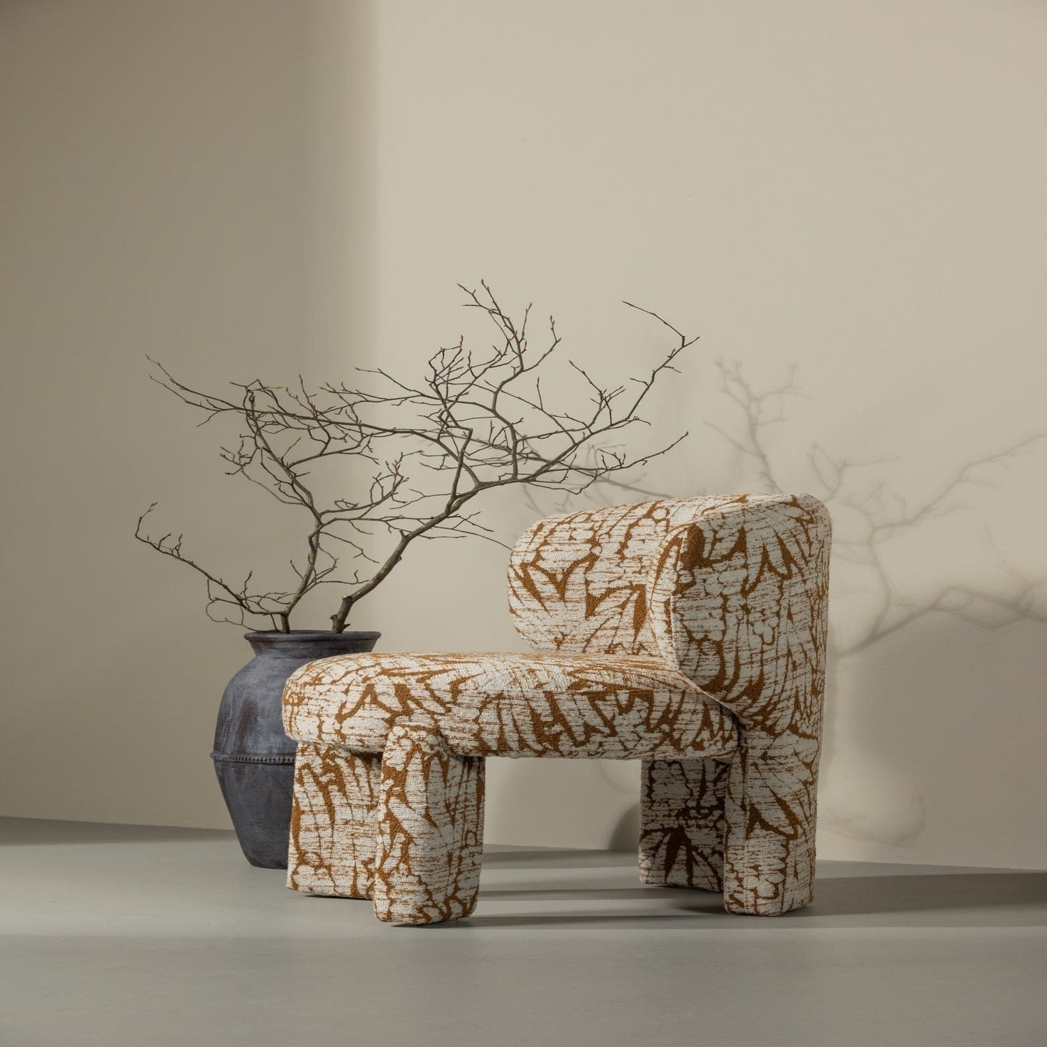 WOOOD Upke fauteuil met dessin naturel/bruin Bruin Fauteuil