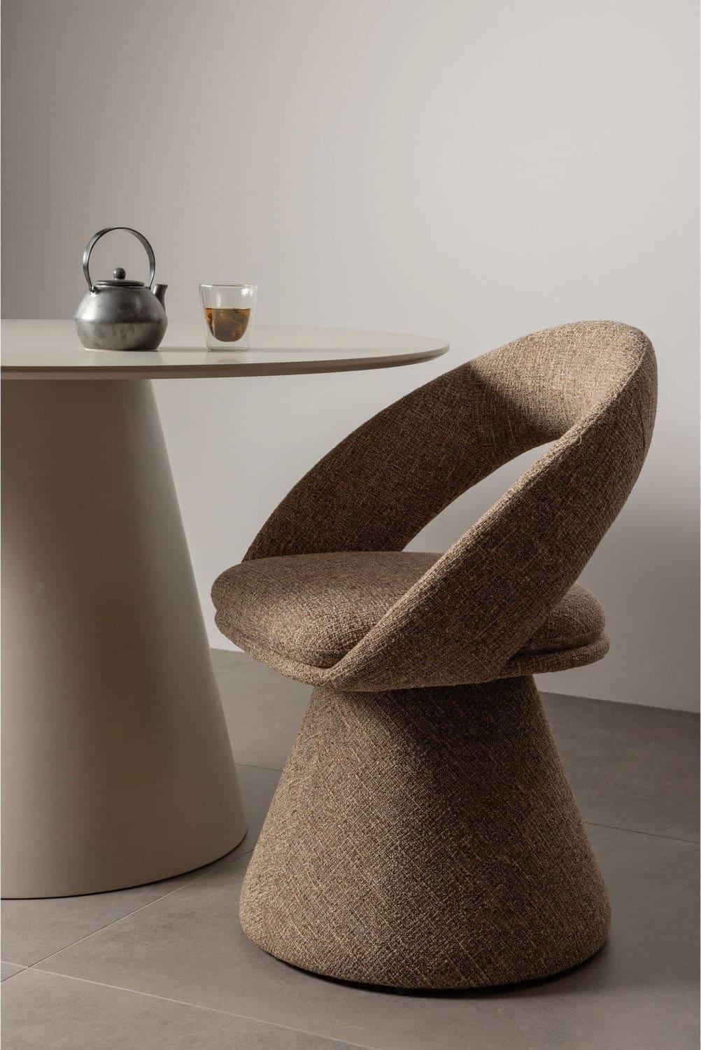 WOOOD Winter draaibare eetkamerstoel zand melange Beige|Bruin Eetkamerstoel