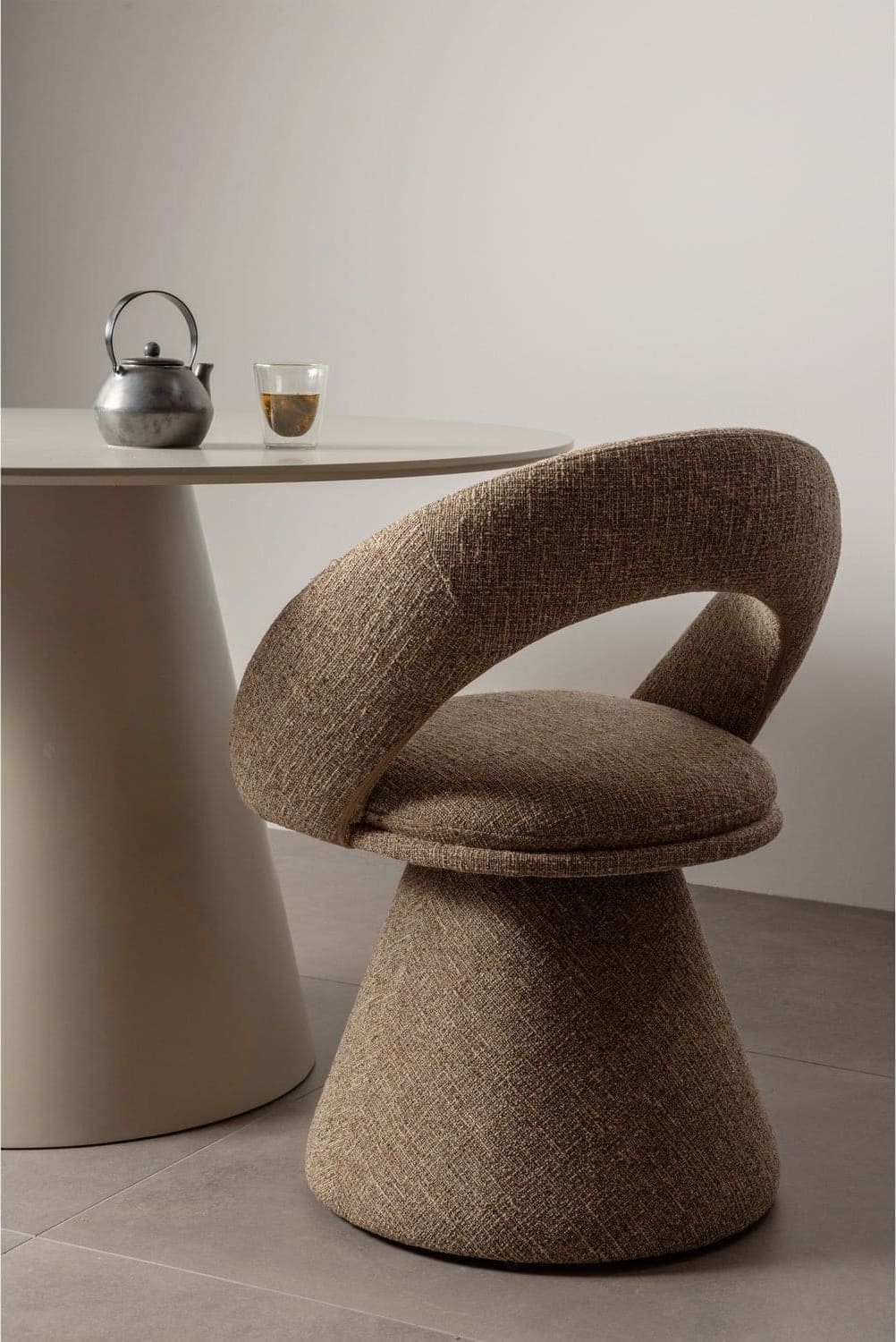 WOOOD Winter draaibare eetkamerstoel zand melange Beige|Bruin Eetkamerstoel
