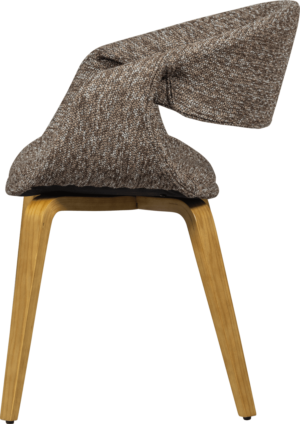 WOOOD Yossi eetkamerstoel bruin met houten poot naturel Bruin Eetkamerstoel