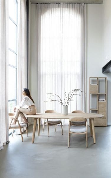 Xooon Dante fauteuil - eik antraciet gestoffeerd zit in stof Brioni Beige|Wit Fauteuil