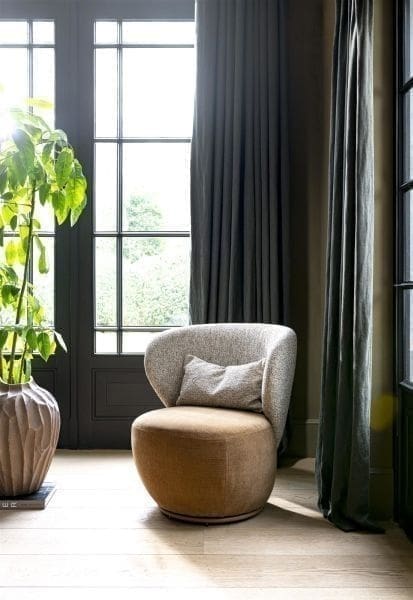 Xooon Solee fauteuil - 360 draaibaar - incl. lende-kussen - combi stof Luton & Cadiz - frame tone in tone - groen Groen Fauteuil