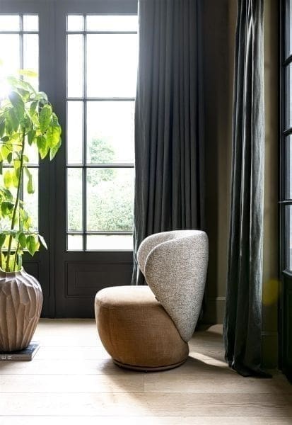 Xooon Solee fauteuil - 360 draaibaar - incl. lende-kussen - combi stof Luton & Cadiz - frame tone in tone - koper Koper Fauteuil