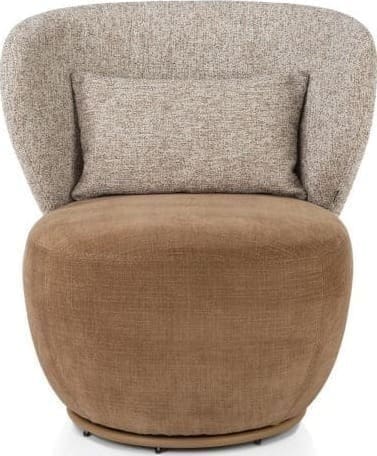 Xooon Solee fauteuil - 360 draaibaar - incl. lende-kussen - combi stof Luton & Cadiz - frame tone in tone - koper Koper Fauteuil