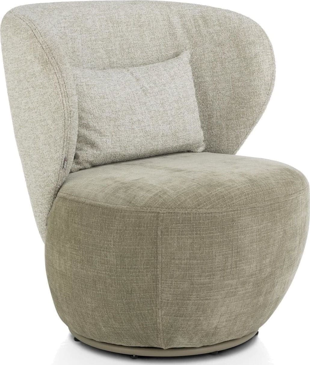 Xooon Solee fauteuil - 360 draaibaar - incl. lende-kussen - combi stof Luton & Cadiz - frame tone in tone - groen Groen Fauteuil