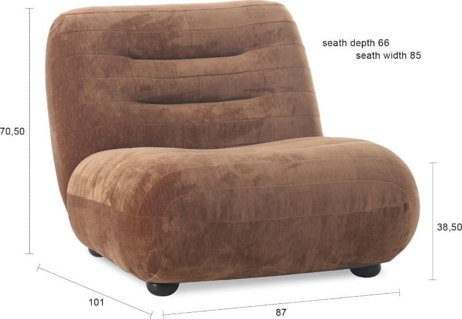 Fauteuil Wyatt Velours Cognac Dutchbone