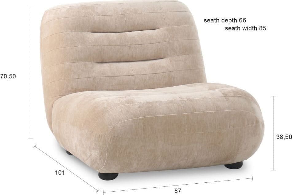 Fauteuil Wyatt Velours Beige Dutchbone