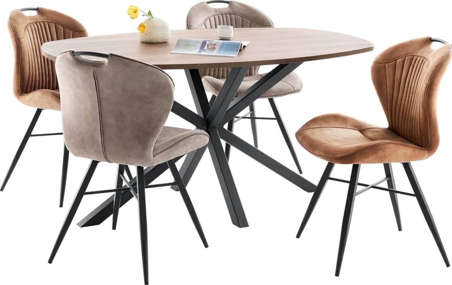Profijt Meubel Eettafel Rizoma 160x92 cm Deens ovaal bruin Bruin Eettafel