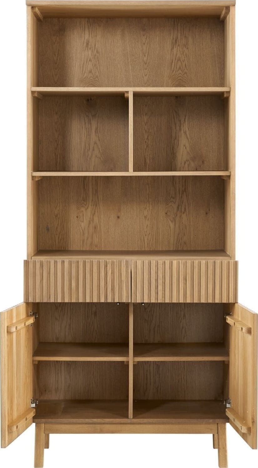 Pronto Wonen Boekenkast Arrosto eikenhout 203x90x45 cm light roast Bruin Opbergkast