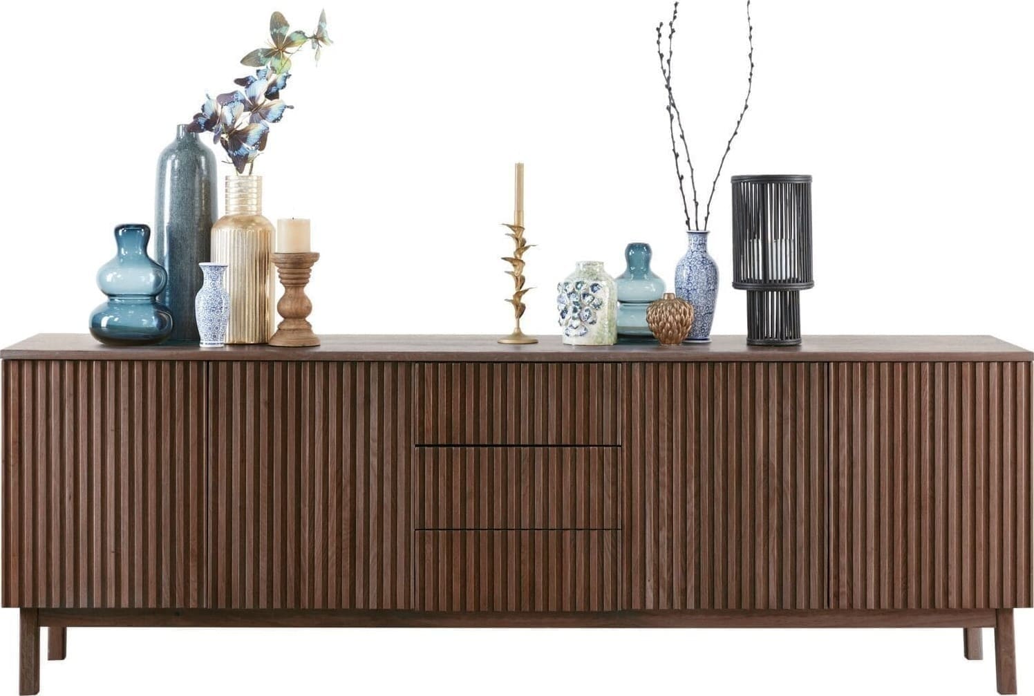 Pronto Wonen Dressoir Arrosto eikenhout 76x225x45 cm Dark Roast Bruin Dressoir