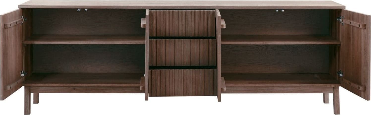 Pronto Wonen Dressoir Arrosto eikenhout 76x225x45 cm Dark Roast Bruin Dressoir