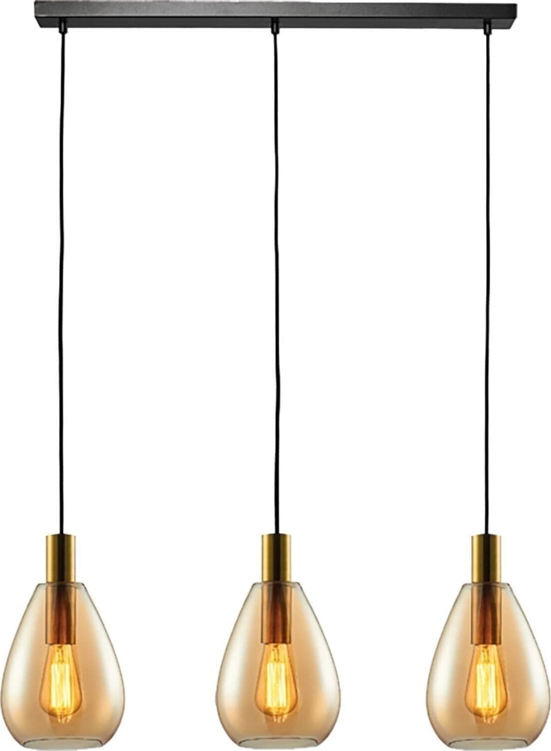 Pronto Wonen Hanglamp Felinio amber glas 3-lichts Transparant Woonaccessoire