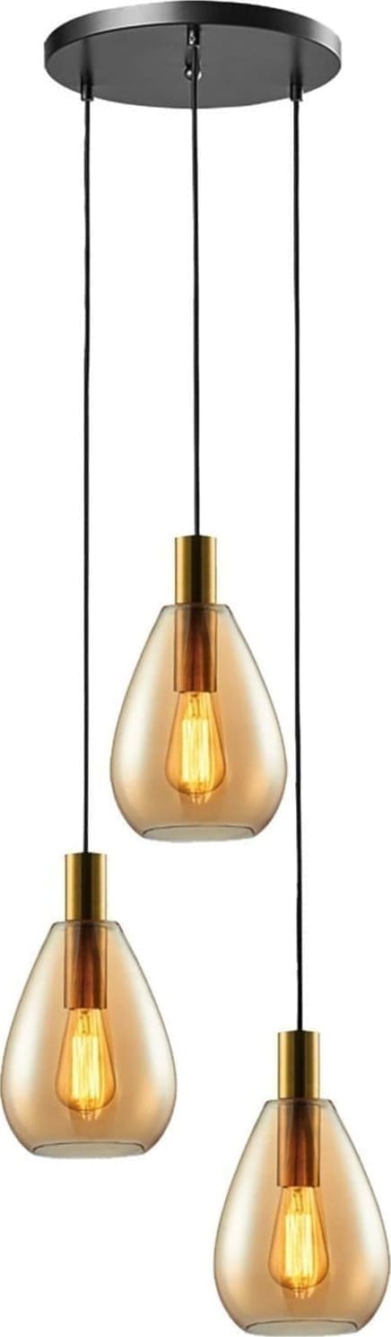 Pronto Wonen Hanglamp Felinio amber glas 3-lichts rond Transparant Woonaccessoire
