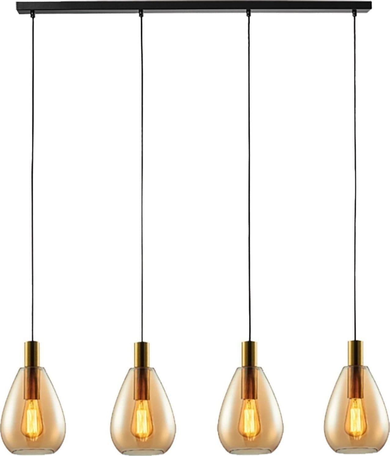 Pronto Wonen Hanglamp Felinio amber glas 4-lichts Transparant Woonaccessoire