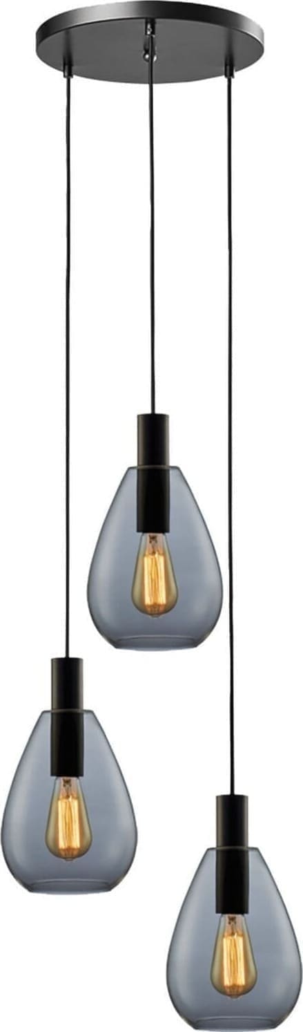 Pronto Wonen Hanglamp Felinio smoke glas 3-lichts rond Grijs Woonaccessoire