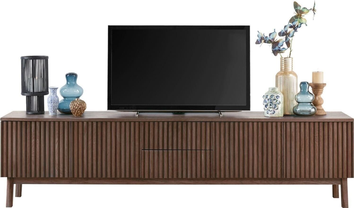Pronto Wonen TV-meubel Arrosto eikenhout 58x225x40 cm Dark Roast Bruin Tv-meubel|Tv-dressoir